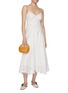 模特儿示范图 - 点击放大 - SELF-PORTRAIT - Cut-Out Embroidery Half Pleated Cotton Midi Dress