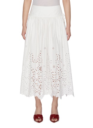 首图 - 点击放大 - SELF-PORTRAIT - Cut-Out Embroidery Cotton Midi Skirt