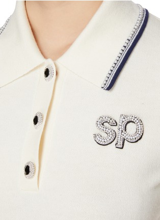  - SELF-PORTRAIT - Diamanté Embellished Beaded Logo Cotton Wool Cashmere Polo Dress