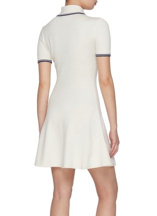 背面 - 点击放大 - SELF-PORTRAIT - Diamanté Embellished Beaded Logo Cotton Wool Cashmere Polo Dress