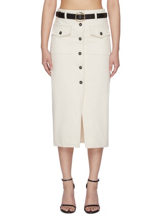 首图 - 点击放大 - SELF-PORTRAIT - Belted Denim Midi Skirt