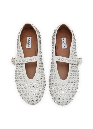 细节 - 点击放大 - ALAÏA - Strass Embellished Leather Ballerina Flats