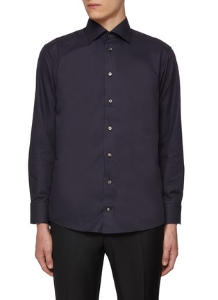 首图 - 点击放大 - ETON - Cutaway Collar Dotted Cotton Evening Shirt