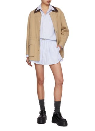 模特儿示范图 - 点击放大 - MARDI MERCREDI - Embroidered Logo Striped Shorts