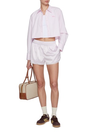 模特儿示范图 - 点击放大 - MARDI MERCREDI - Stripe Cropped Shirt