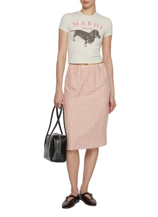 模特儿示范图 - 点击放大 - MARDI MERCREDI - Ddanji Graphic Print Cropped Cotton Blend T-Shirt