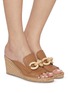 模特儿示范图 - 点击放大 - PEDRO GARCÍA - Oliveta 85 Leather Espadrille Mules