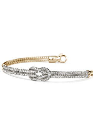  - JOHN HARDY - Love Knot 14K Gold Diamond Pavé Chain Double Row Lobster Clasp Bracelet — Size US