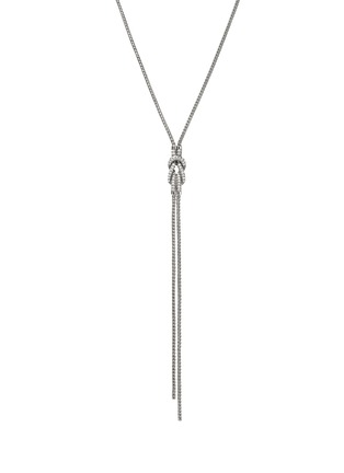 首图 - 点击放大 - JOHN HARDY - Love Knot Silver Diamond Pavé Chain Y Necklace — Size 18-20