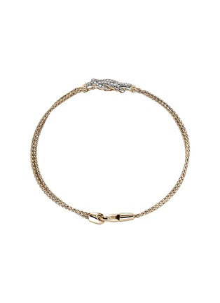  - JOHN HARDY - Love Knot 14K Gold Diamond Pavé Chain Double Row Lobster Clasp Bracelet — Size US