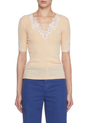 首图 - 点击放大 - CHLOÉ - Floral Guipure Wool Knit Top