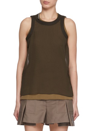 首图 - 点击放大 - SACAI - Chiffon Cotton Jersey Tank Top