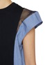  - SACAI - Poplin X Hybrid Sheer Shoulder Top