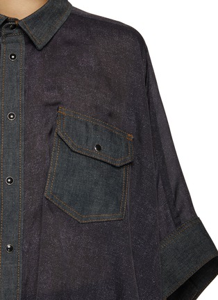  - SACAI - Sheer Back 3/4 Sleeve Denim Shirt