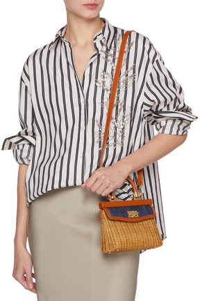模特儿示范图 - 点击放大 - RODO - Small Paris Wicker Denim Leather Bag