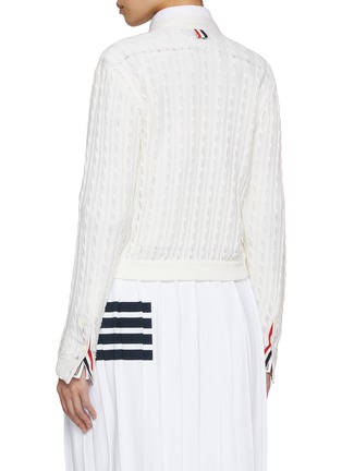 背面 - 点击放大 - THOM BROWNE - Cotton Silk Cable Knit V-Neck Cardigan