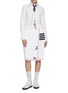 模特儿示范图 - 点击放大 - THOM BROWNE - Cotton Silk Cable Knit V-Neck Cardigan