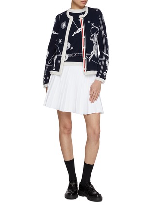 模特儿示范图 - 点击放大 - THOM BROWNE - Olympic Constellation Intarsia Cashmere Cardigan