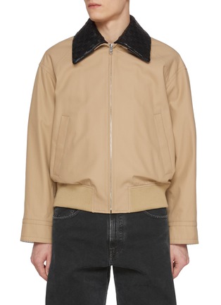 首图 - 点击放大 - BOTTEGA VENETA - Intrecciato Leather Collar Cotton Twill Blouson