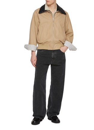 模特儿示范图 - 点击放大 - BOTTEGA VENETA - Intrecciato Leather Collar Cotton Twill Blouson