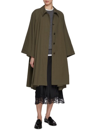 模特儿示范图 - 点击放大 - THE ROW - Lenis Hidden Placket Cotton Coat