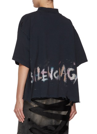背面 - 点击放大 - BALENCIAGA - Nail Polish Graphic Cropped Cotton Jersey T-Shirt