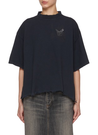 首图 - 点击放大 - BALENCIAGA - Nail Polish Graphic Cropped Cotton Jersey T-Shirt