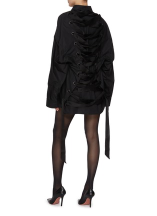 背面 - 点击放大 - BALENCIAGA - Lace Up Back Cotton Poplin Shirt Dress