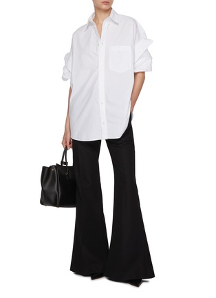 模特儿示范图 - 点击放大 - BALENCIAGA - Tucked Sleeve Cotton Poplin Shirt