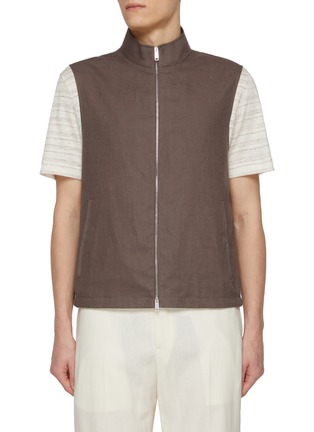 首图 - 点击放大 - ZEGNA - Zip Up Linen Vest