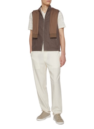 模特儿示范图 - 点击放大 - ZEGNA - Zip Up Linen Vest