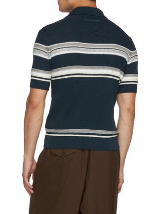 背面 - 点击放大 - ZEGNA - Open Collar Striped Knit Polo Shirt