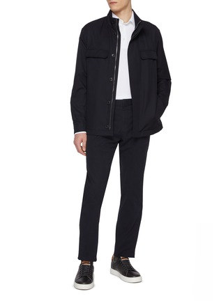 模特儿示范图 - 点击放大 - ZEGNA - Stand Collar Hidden Placket Short Coat