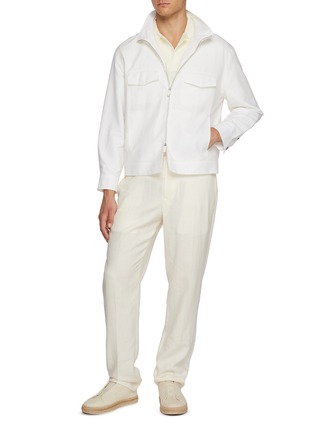 模特儿示范图 - 点击放大 - ZEGNA - Patch Pocket Zip Up Overshirt