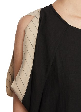  - BEAUTIFUL PEOPLE - Cold Shoulder Panel Linen Maxi Dress