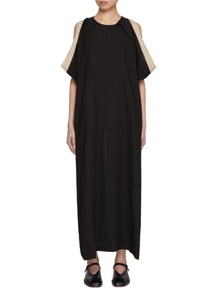 首图 - 点击放大 - BEAUTIFUL PEOPLE - Cold Shoulder Panel Linen Maxi Dress