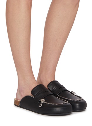 模特儿示范图 - 点击放大 - JW ANDERSON - Biker Leather Loafer Mules