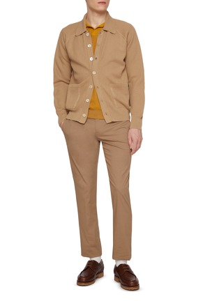 模特儿示范图 - 点击放大 - PIACENZA 1733 - Two Tone Stitch Silk Cotton Sailor Polo Shirt
