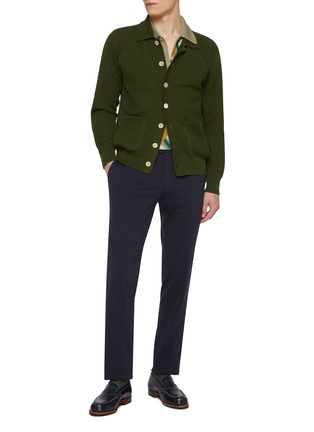 模特儿示范图 - 点击放大 - PIACENZA 1733 - Honeycomb Cotton Knit Cardigan