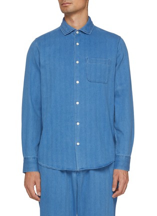 首图 - 点击放大 - FRESCOBOL CARIOCA - Patch Pocket Medium Wash Denim Shirt