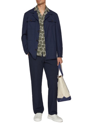 模特儿示范图 - 点击放大 - FRESCOBOL CARIOCA - Drawstring Straight Leg Cotton Pants