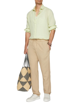 模特儿示范图 - 点击放大 - FRESCOBOL CARIOCA - Oscar Elasticated Herringbone Slim Fit Pants