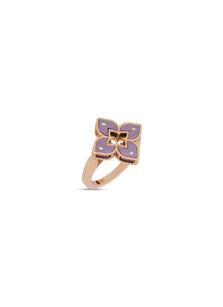 细节 - 点击放大 - ROBERTO COIN - Venetian Princess Diamond Ruby 18K Rose Gold Ring — EU 54