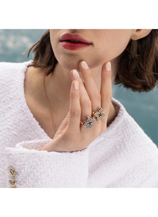 细节 - 点击放大 - ROBERTO COIN - Venetian Princess Diamond Ruby 18K Rose Gold Ring — EU 54