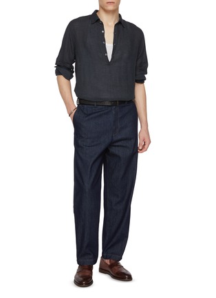 模特儿示范图 - 点击放大 - BARENA - Canasta Geco Denim Suit Pants