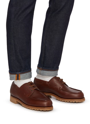 模特儿示范图 - 点击放大 - J.M. WESTON - Lace Up Leather Deck Derby Shoes