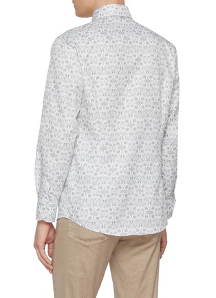 背面 - 点击放大 - ETON - Floral Wide Spread Collar Slim Cotton Linen Shirt