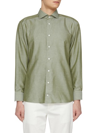 首图 - 点击放大 - ETON - Cutaway Collar Slim Cotton Linen Silk Shirt