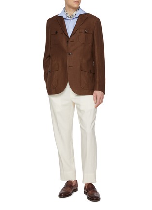模特儿示范图 - 点击放大 - ETON - Cutaway Collar Slim Cotton Silk Shirt