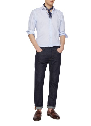 模特儿示范图 - 点击放大 - ETON - Fine Stripe Cutaway Collar Slim Cotton Shirt